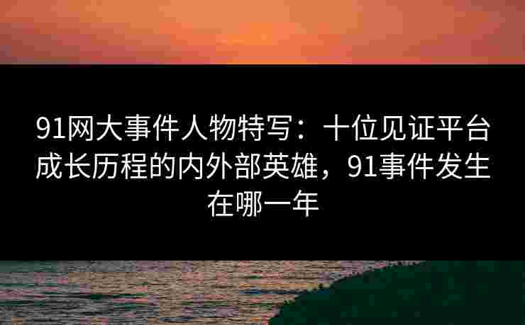 91网大事件人物特写：十位见证平台成长历程的内外部英雄，91事件发生在哪一年