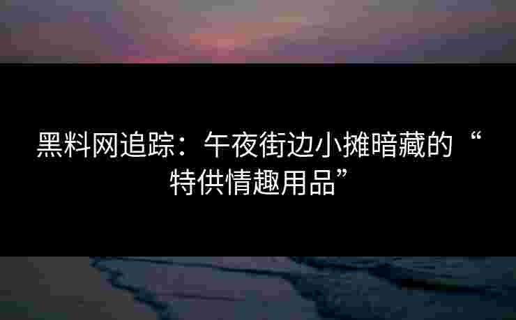 黑料网追踪:午夜街边小摊暗藏的“特供情趣用品” 黑料网追踪:午夜街边小摊暗藏的“特供情趣用品”