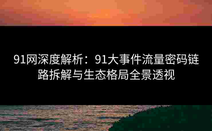 91网深度解析：91大事件流量密码链路拆解与生态格局全景透视