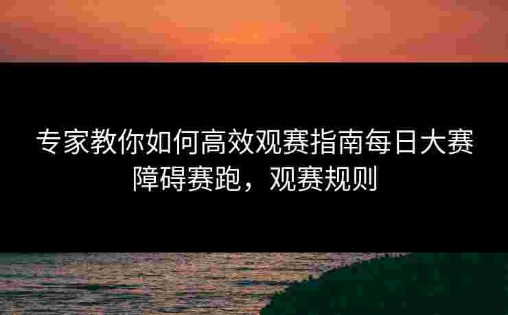 专家教你如何高效观赛指南每日大赛障碍赛跑，观赛规则